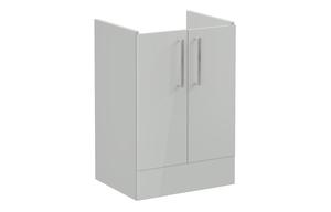 VitrA Root Flat 60cm 2 Door Floor Standing Washbasin Unit - Shiny Pearl Grey